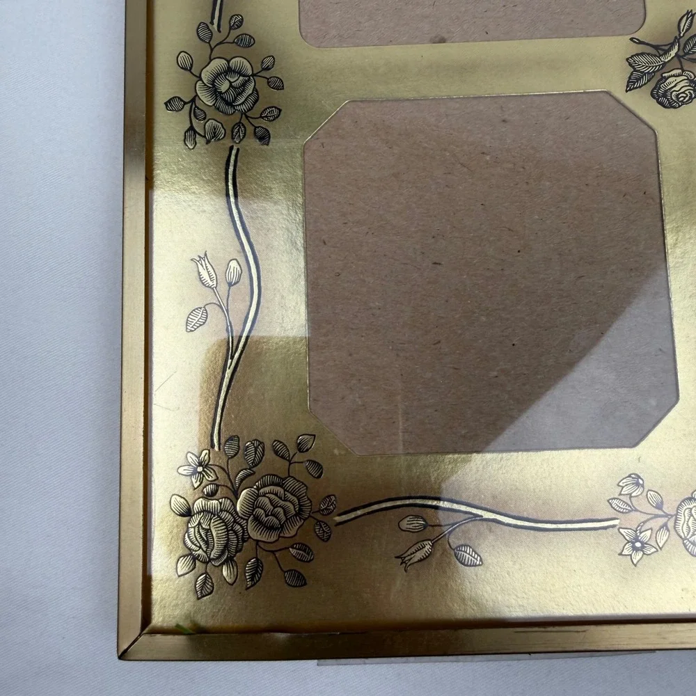 Vintage Gold Tone Floral Etched 13 Opening Collage Picture Frame 13.5x13.5